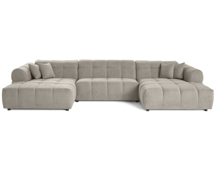 Canapé panoramique en U 7 places en tissu texturé Ray