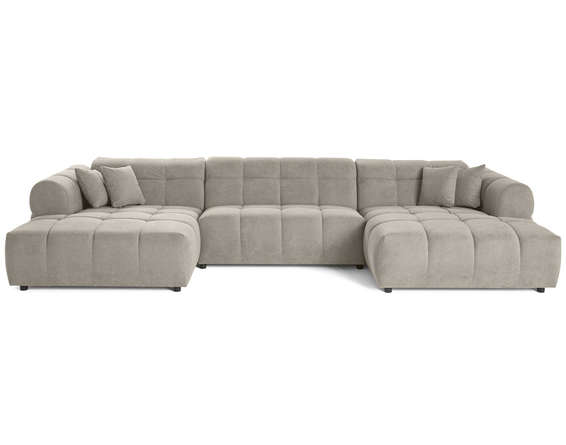 Canapé panoramique en U 7 places en tissu texturé Ray