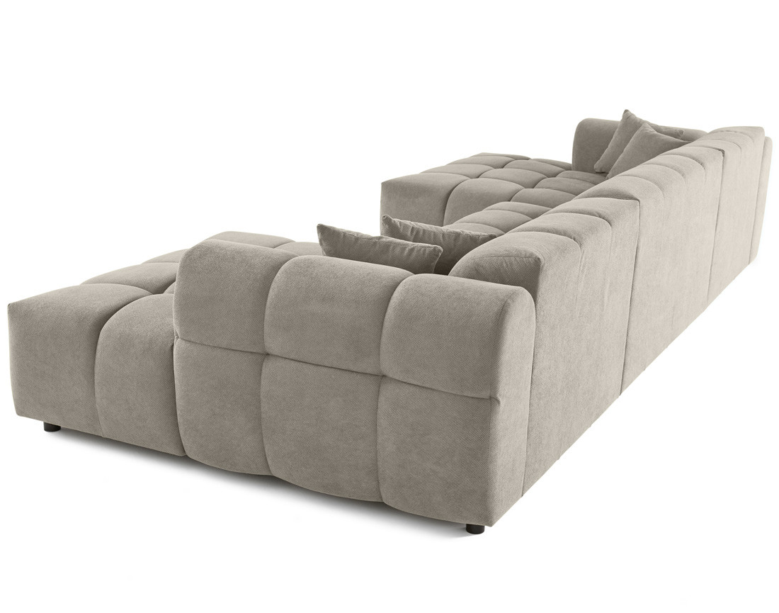 Canapé panoramique en U 7 places en tissu texturé Ray