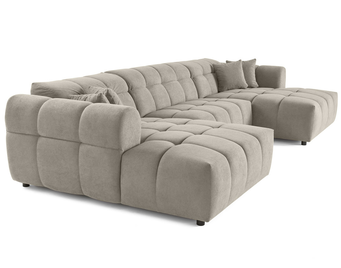 Canapé panoramique en U 7 places en tissu texturé Ray