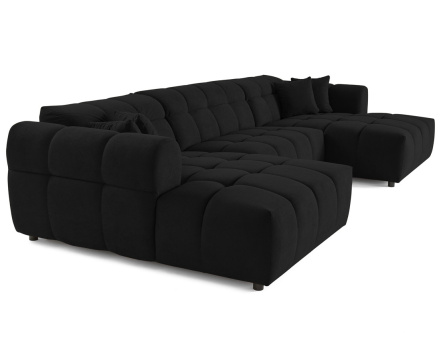 Canapé panoramique en U 7 places en tissu texturé Ray