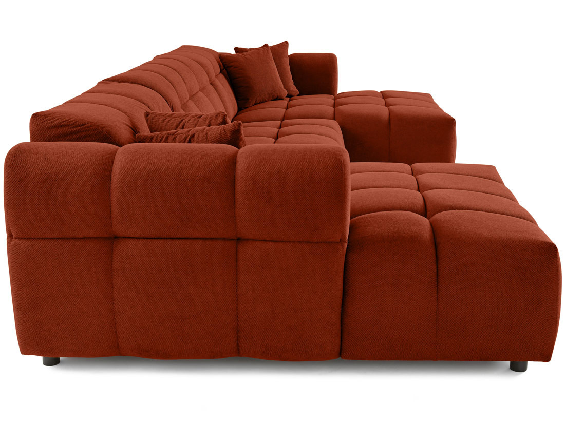 Canapé panoramique en U 7 places en tissu texturé Ray