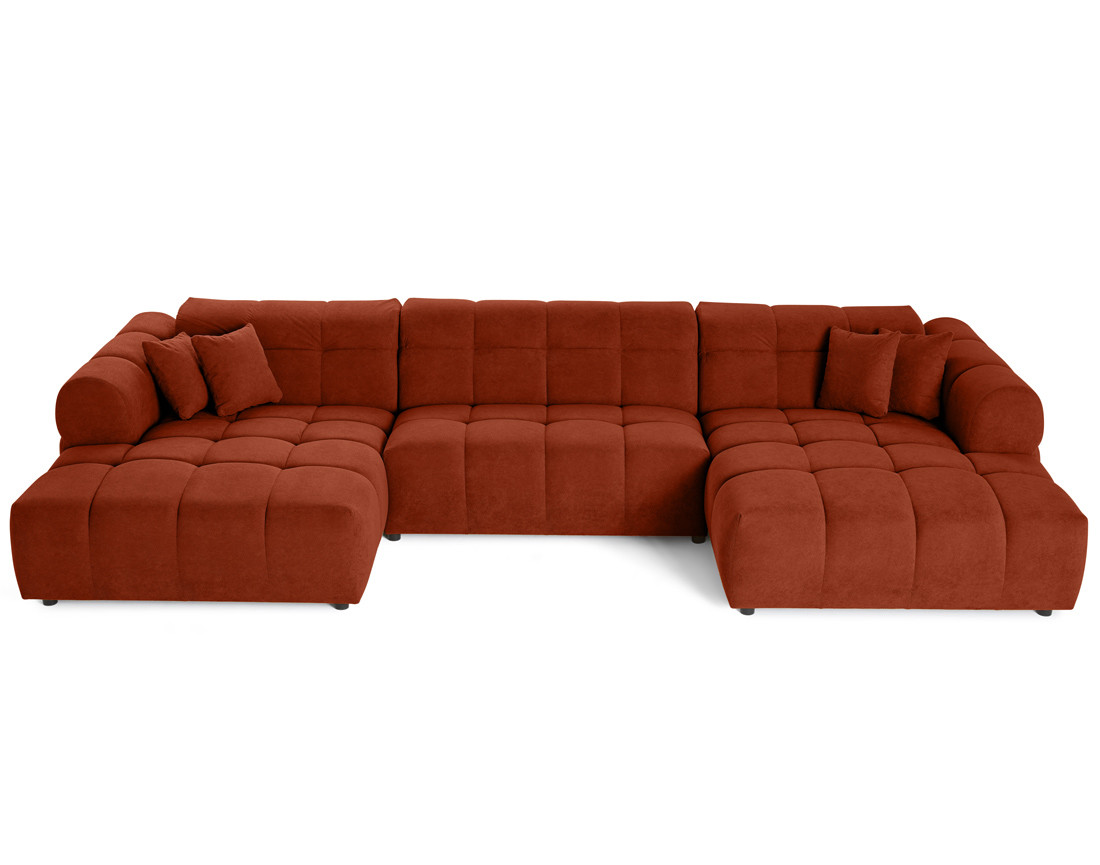 Canapé panoramique en U 7 places en tissu texturé Ray