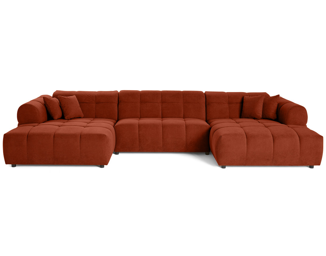 Canapé panoramique en U 7 places en tissu texturé Ray