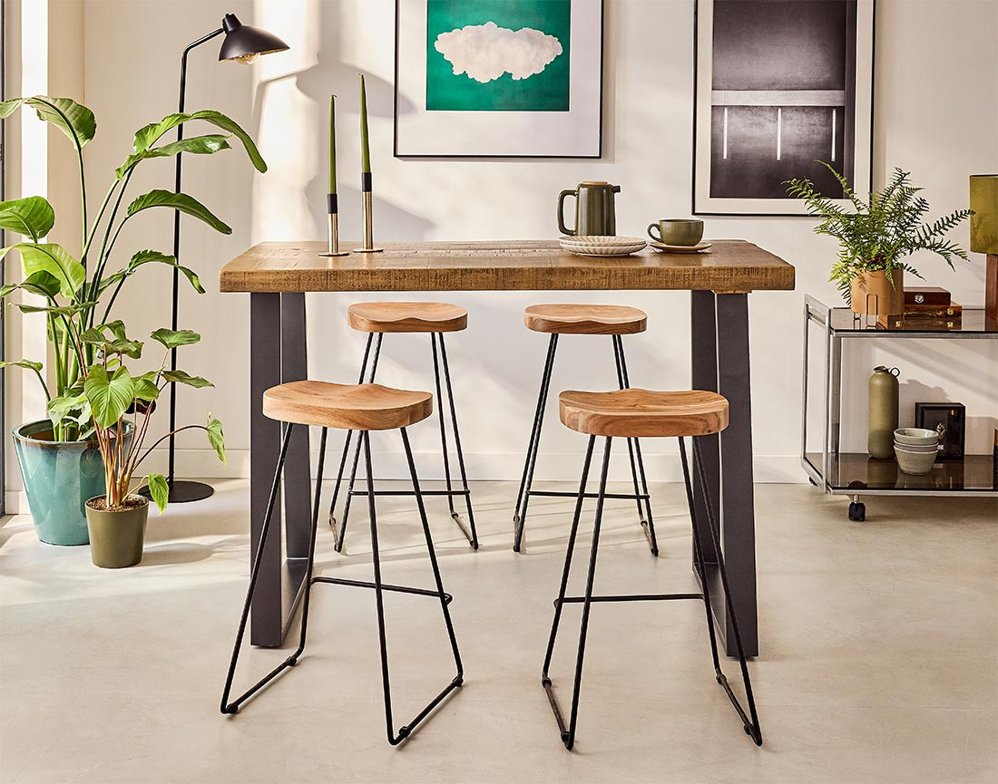 Table de bar bois massif de manguier 135 cm Jayto