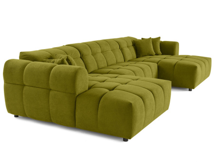 Canapé panoramique en U 7 places en tissu texturé Ray