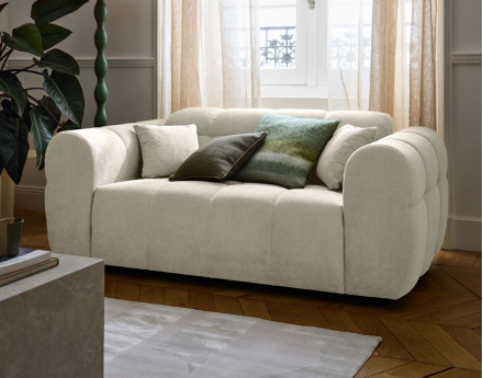 Canapé droit 2 places en tissu texturé Ray