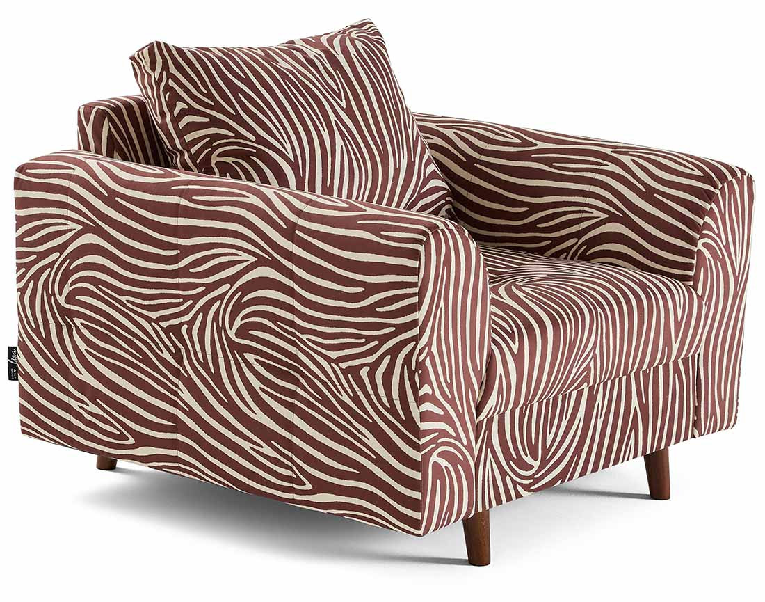 Fauteuil zèbre en velours Rune