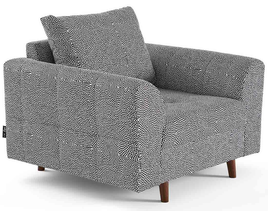 Fauteuil motif graphique en velours Rune