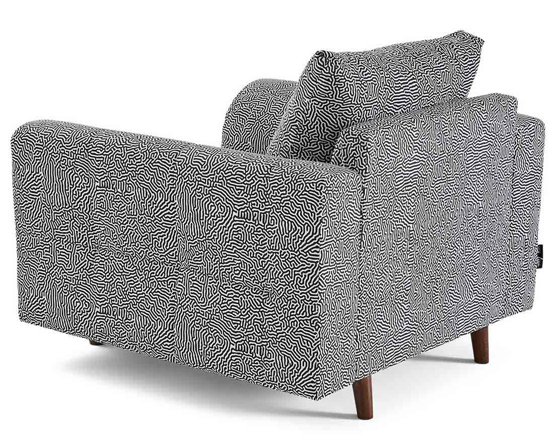 Fauteuil motif graphique en velours Rune