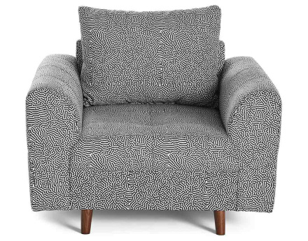 Fauteuil motif graphique en velours Rune