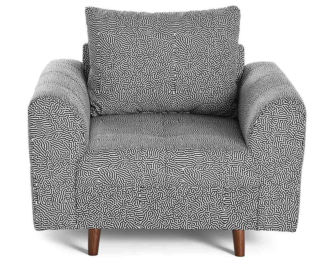 Fauteuil motif graphique en velours Rune