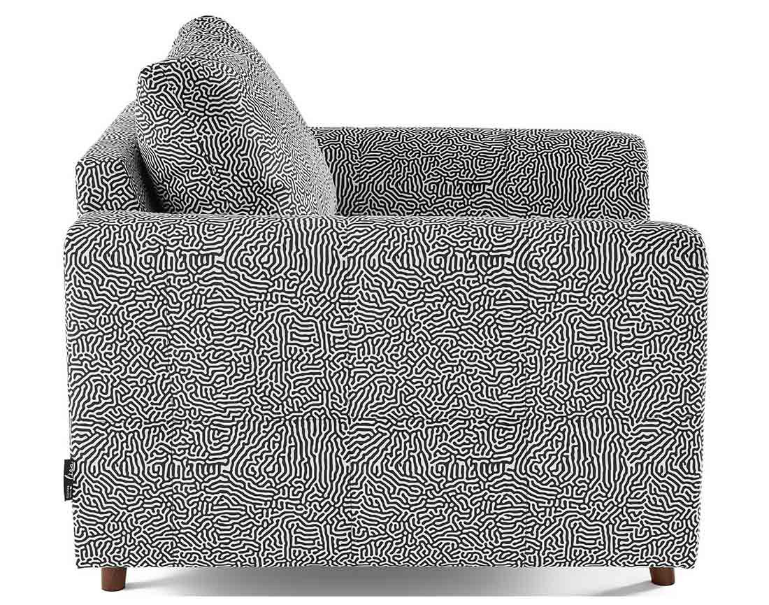 Fauteuil motif graphique en velours Rune