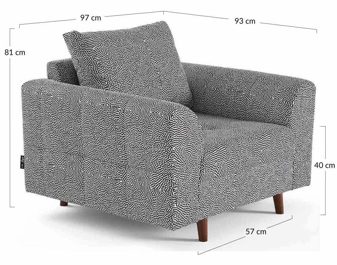 Fauteuil motif graphique en velours Rune