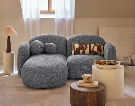 Canapé d'angle gauche 3 places en tissu moucheté Velris