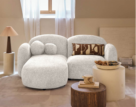 Canapé d'angle gauche 3 places en tissu moucheté Velris