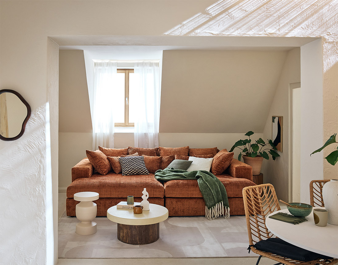 Tapis rectangulaire motif bohème taupe Telio