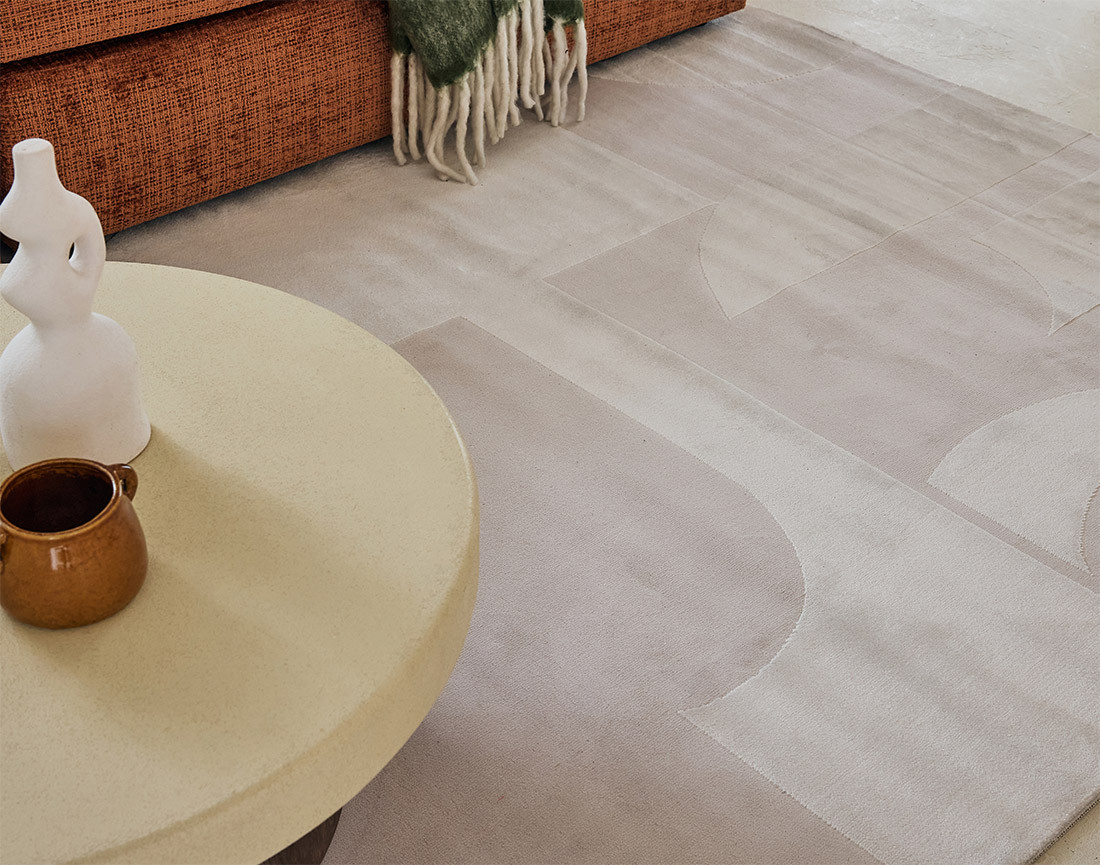 Tapis rectangulaire motif bohème taupe Telio