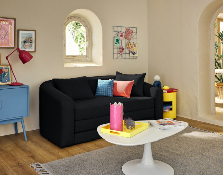 Canapé convertible déplimousse 2 places en velours texturé Nuvia