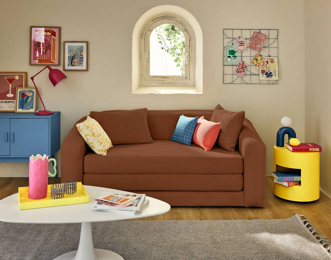 Canapé convertible déplimousse 2 places en velours texturé Nuvia