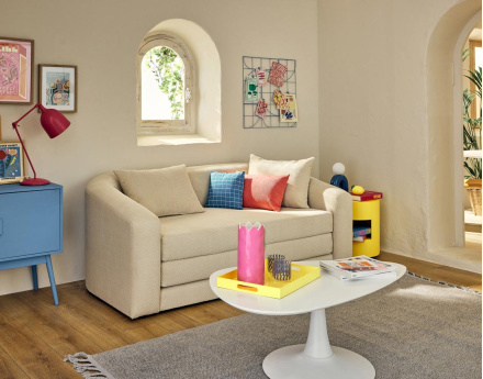 Canapé convertible déplimousse 2 places en velours texturé Nuvia