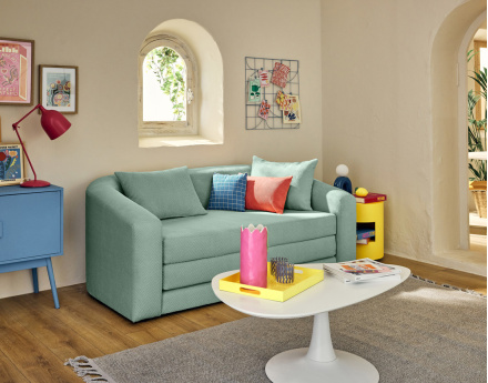 Canapé convertible déplimousse 2 places en velours texturé Nuvia