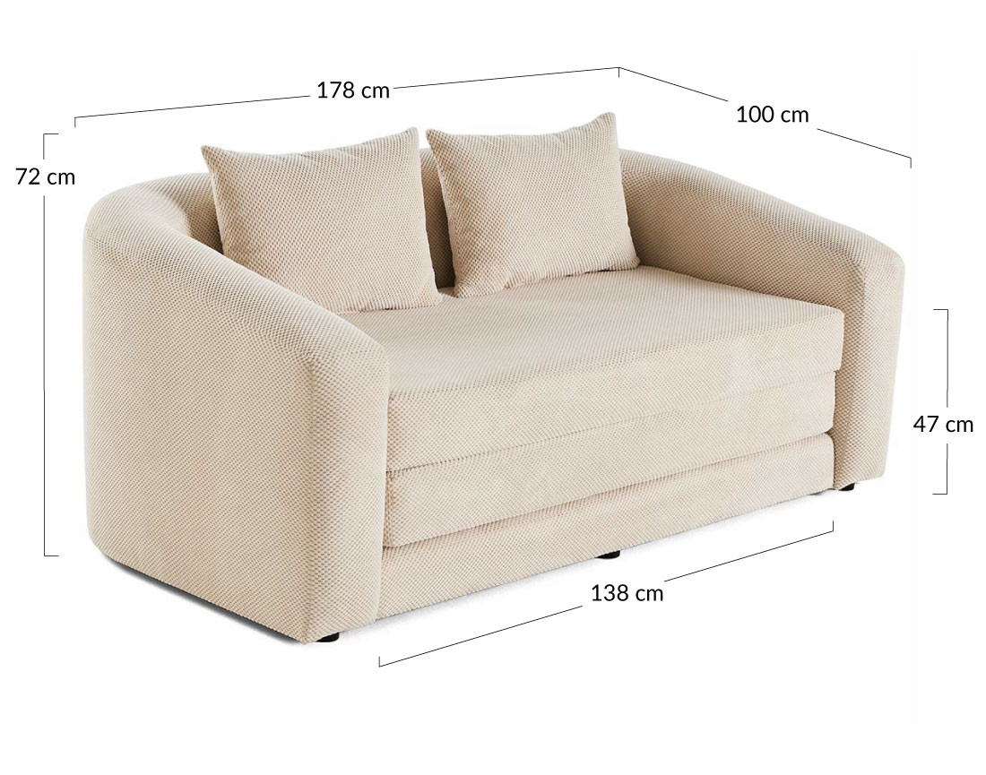 Canapé convertible déplimousse 2 places en velours texturé Nuvia