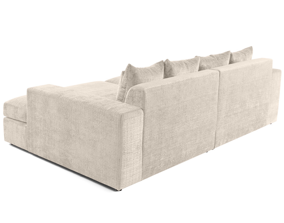 Canapé droit 4 places avec double méridienne en velours texturé Collins