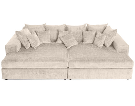 Canapé droit 4 places avec double méridienne en velours texturé Collins