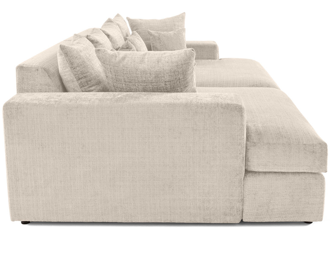 Canapé droit 4 places avec double méridienne en velours texturé Collins