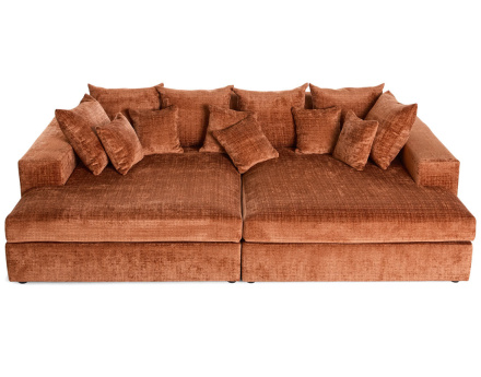 Canapé droit 4 places avec double méridienne en velours texturé Collins