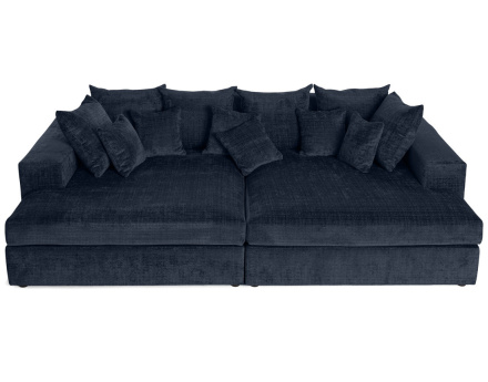 Canapé droit 4 places avec double méridienne en velours texturé Collins