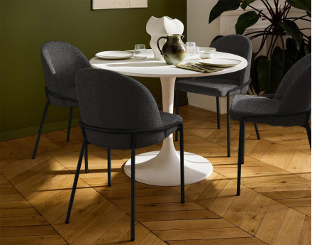 Lot de 4 chaises en tissu gris anthracite Imelda