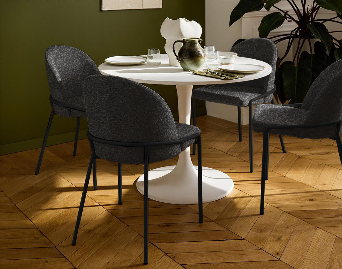 Lot de 4 chaises en tissu gris anthracite Imelda