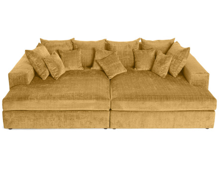 Canapé droit 4 places avec double méridienne en velours texturé Collins