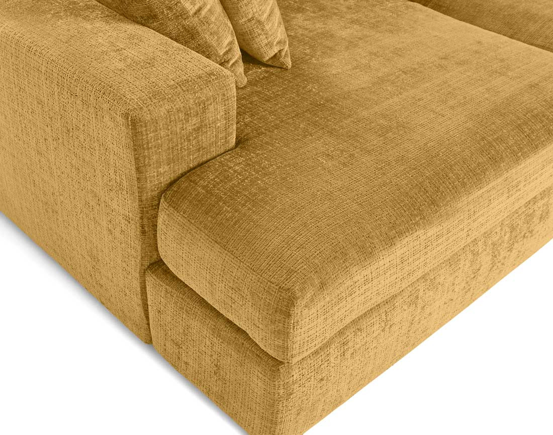 Canapé droit 4 places avec double méridienne en velours texturé Collins