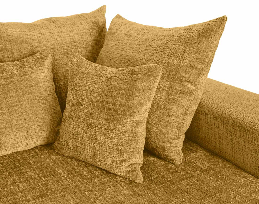 Canapé droit 4 places avec double méridienne en velours texturé Collins