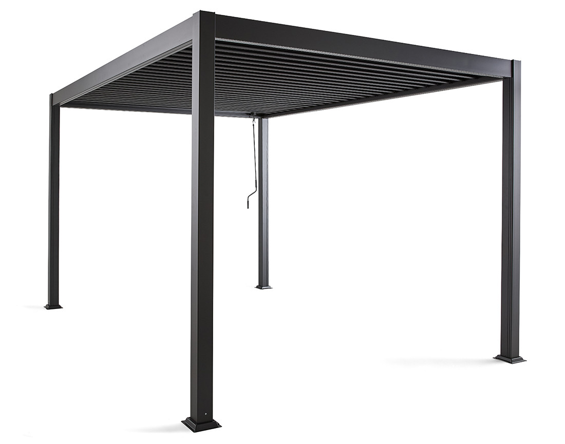 Pergola bioclimatique en aluminium 3x3m gris anthracite Cherry