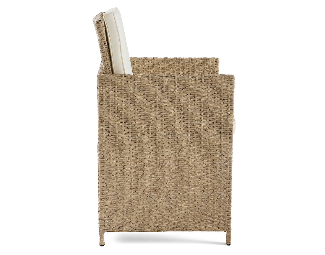 Salon de jardin encastrable en résine tressé beige 10 places coussins beige et housse de protection Cuba