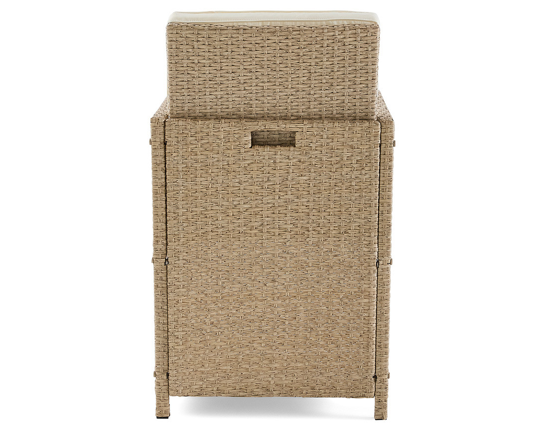 Salon de jardin encastrable en résine tressé beige 12 places coussins beige et housse de protection Cuba