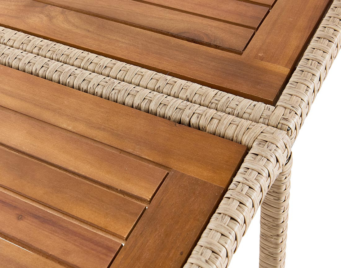 Salon de jardin encastrable en résine tressé beige 12 places coussins beige et housse de protection Cuba