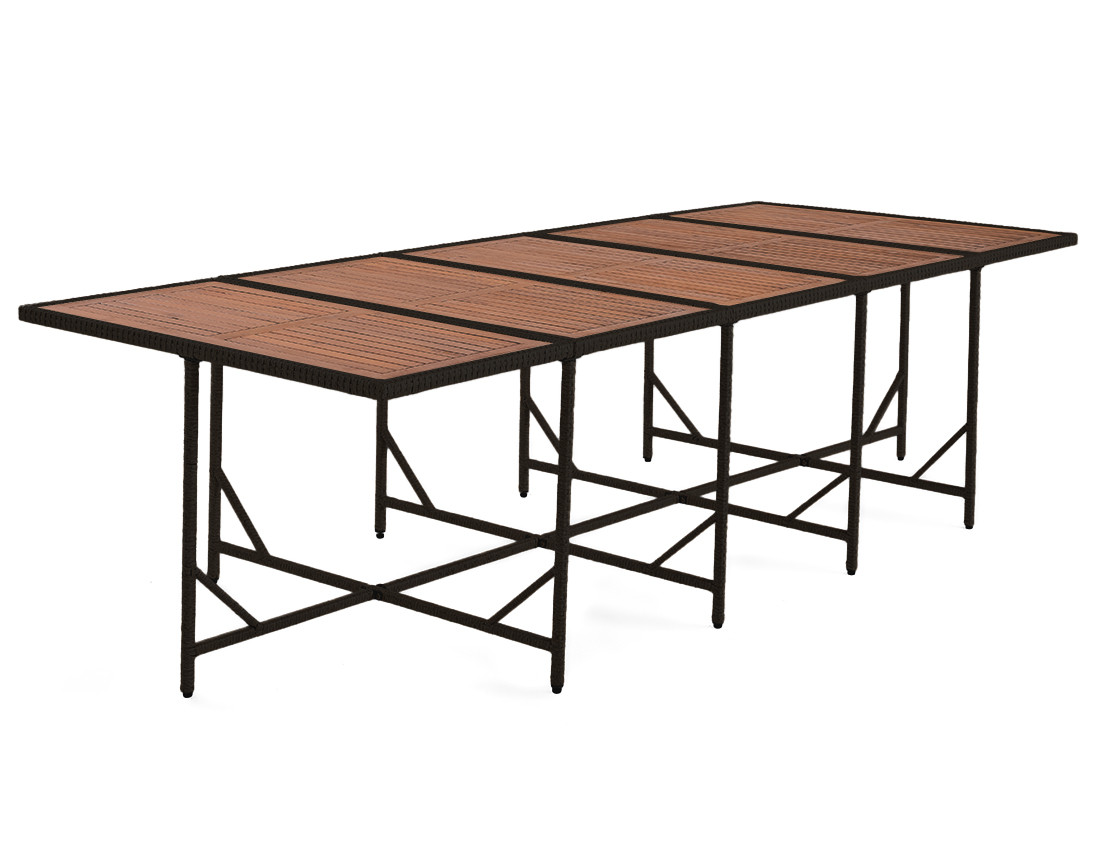 Salon de jardin encastrable en résine tressé noir 14 places coussins gris et housse de protection Cuba