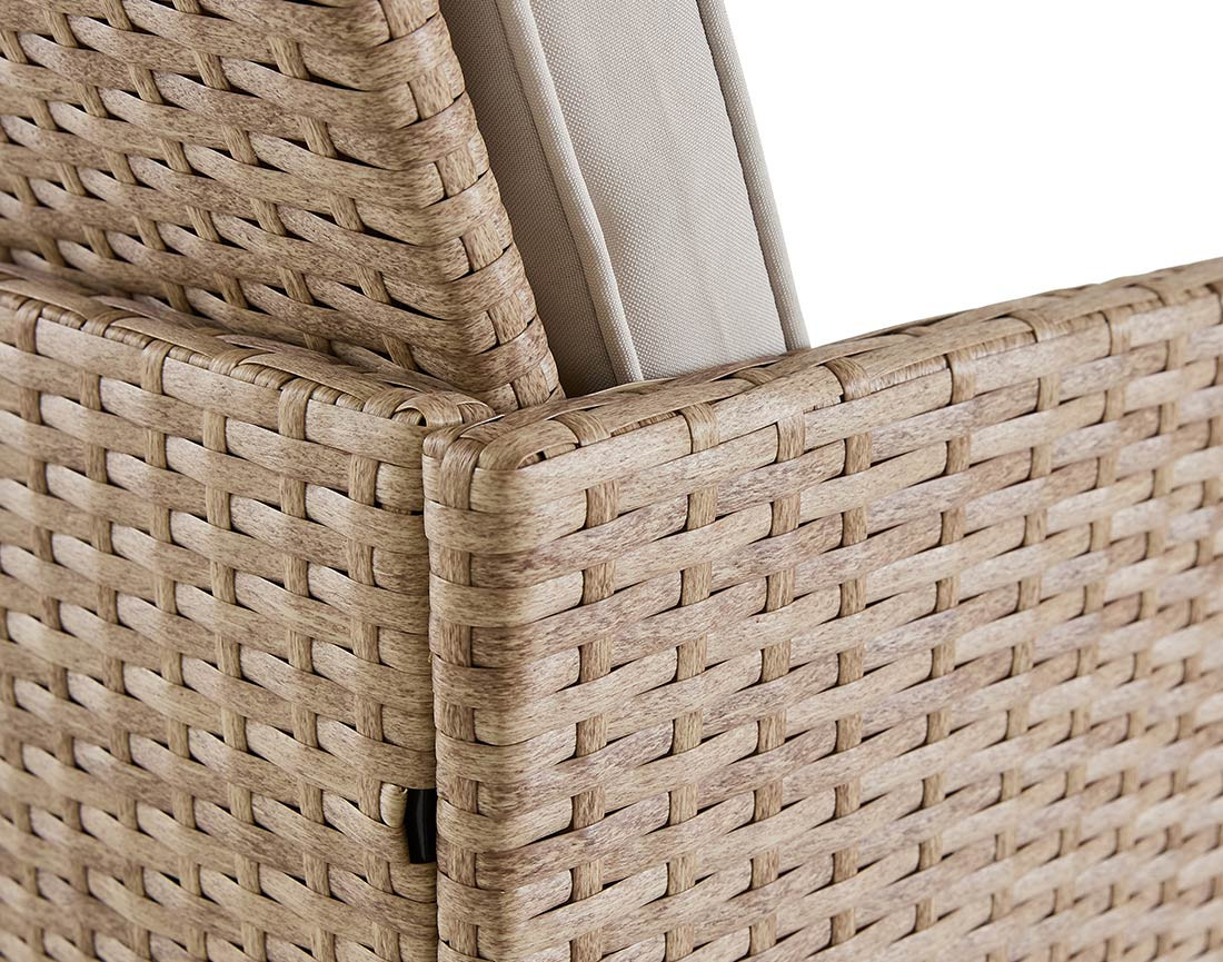 Salon de jardin encastrable en résine tressée beige 10 places coussins beige avec housse de protection Fira