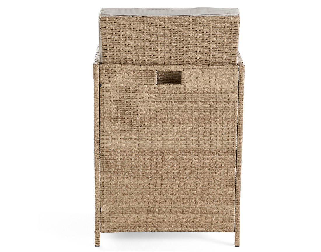 Salon de jardin encastrable en résine tressée beige 12 places coussins avec housse de protection beige Fira