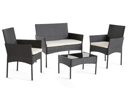 Salon bas de jardin 4 places en résine tressée Marbella