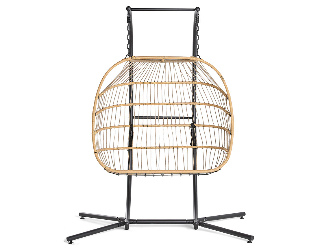 Fauteuil suspendu 2 places naturel et coussins beiges Mirella