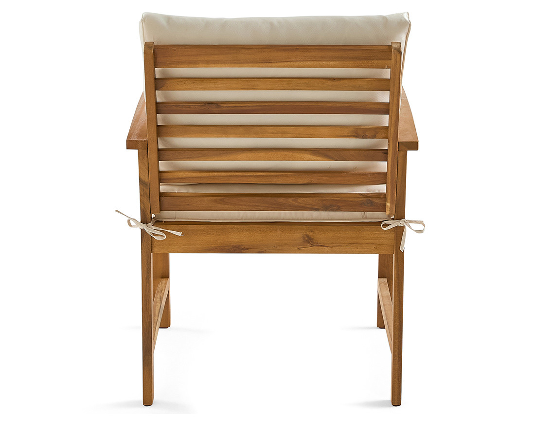 Salon de jardin en bois massif d'acacia 4 places coussins beige Kaili