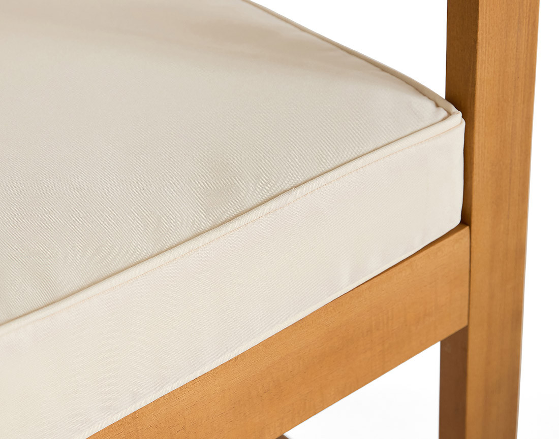 Salon de jardin en bois massif d'acacia 4 places coussins beige Kaili