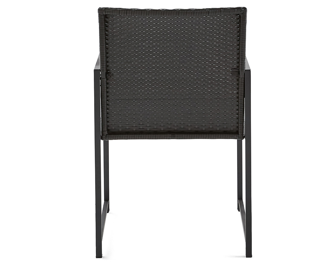 Ensemble table et chaises de jardin en acier noir 8 places coussins gris Olaria