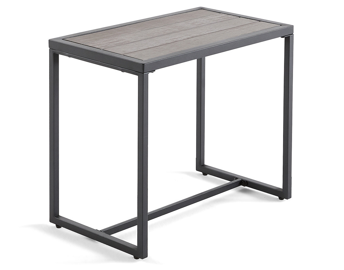 Salon de jardin modulable en acier noir 4 places coussins gris Beyla